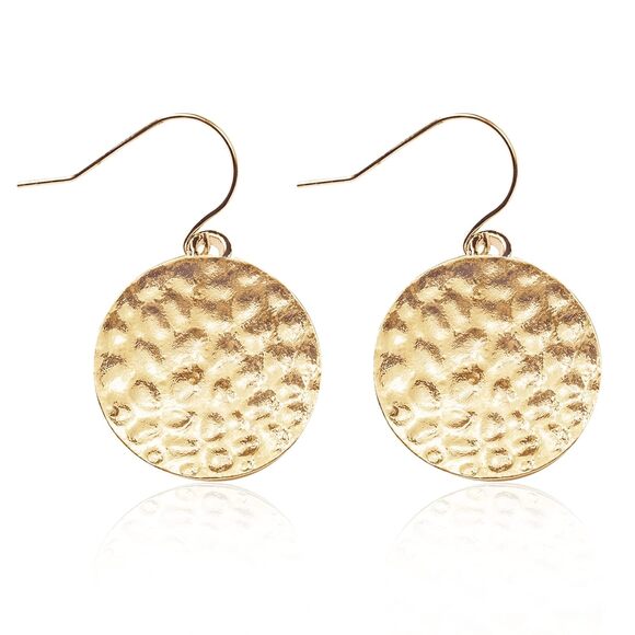 18mm Gold Disc Circle Dangle Earrings for Women - Picture 1 of 5